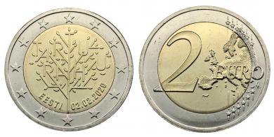 2 € - 100 Jahre Frieden von Tartu mit Leuchtturm Münzkapsel