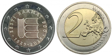 2 € - Estland 2025 - 500 Jahre Textdruck 