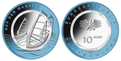 10 € - Auf dem Wasser - Stgl. G - Karlsruhe | mit Leuchtturm Münzkapsel