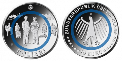 10 € - Polizei- Stgl. G - Karlsruhe | mit Leuchtturm Münzkapsel