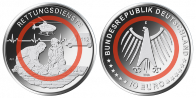 10 € - Rettungsdienste Stgl. A - J Alle | mit Leuchtturm Münzkapsel
