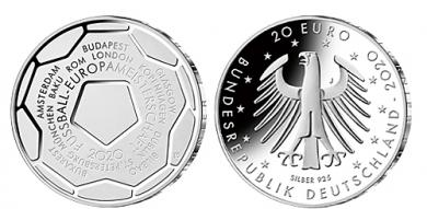 20 € - Fußball Europameisterschaft 2020 mit Leuchtturm Münzkapsel