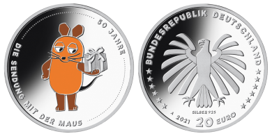 20 € - 50 Jahre Sendung mit der Maus mit Leuchtturm Münzkapsel