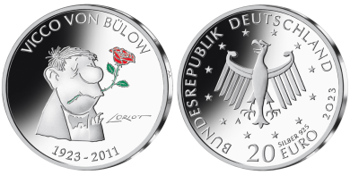 20 € - 100 Geburtstag von Vicco von Bülow (Loriot) mit Leuchtturm Münzkapsel