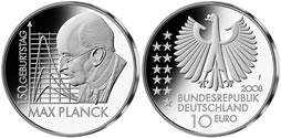10 € - 150. Geburtstag Max Planck - Stgl. 