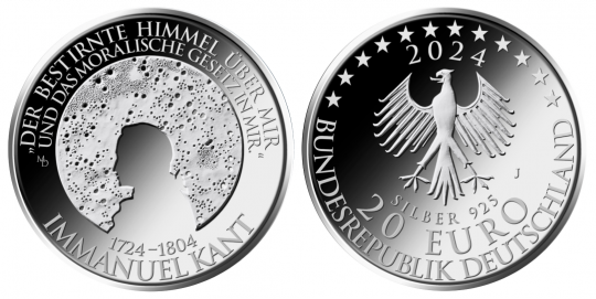 20 € - 300. Geburtstag Immanuel Kant - Stgl. mit Leuchtturm Münzkapsel
